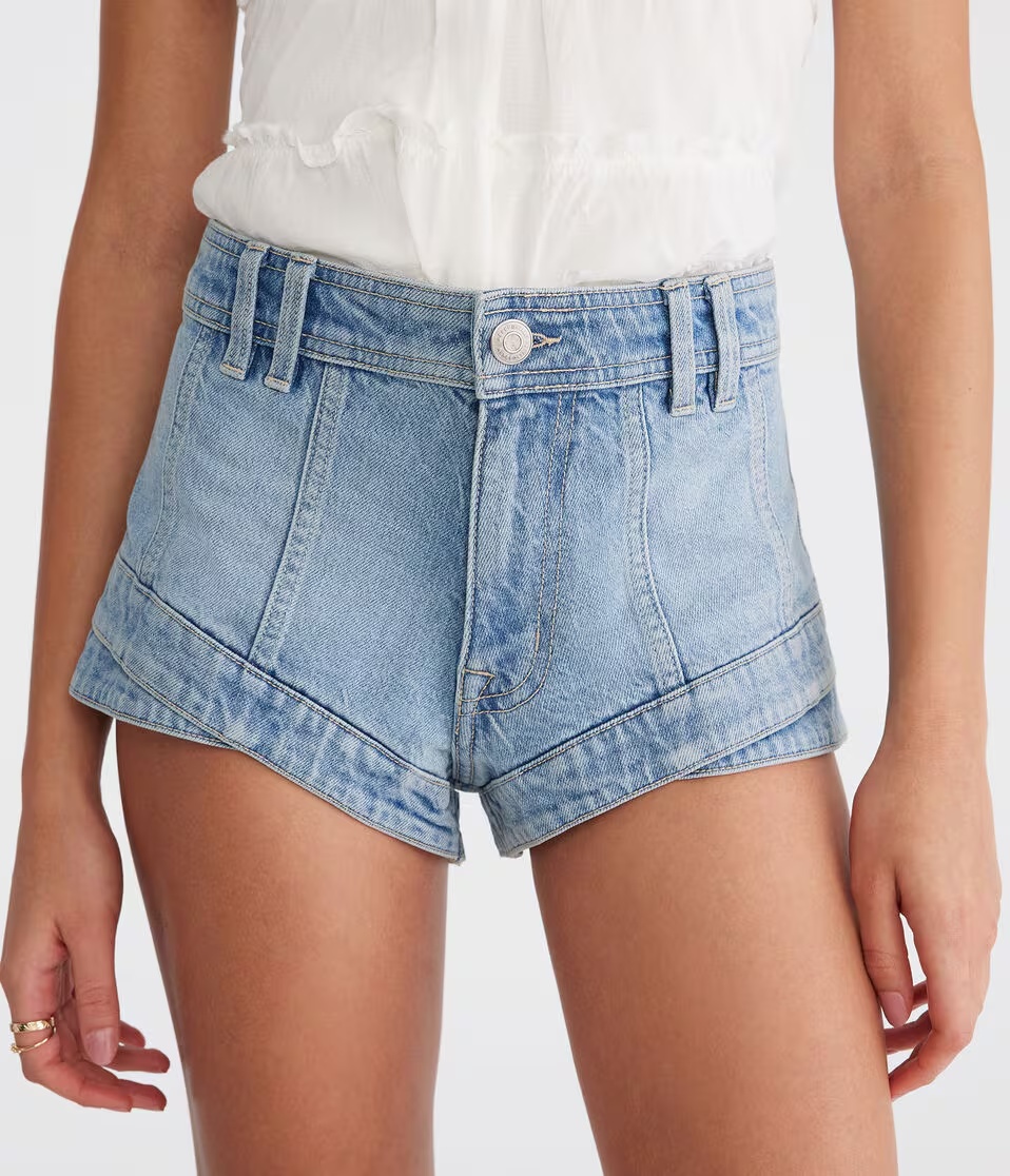 High-Rise Micro Denim Shorty Shorts 1 High-Rise Micro Denim Shorty Shorts