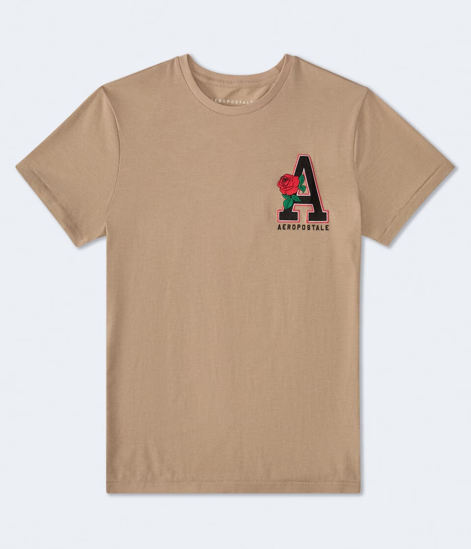 Aeropostale Rose AppliquÃ© Graphic Tee