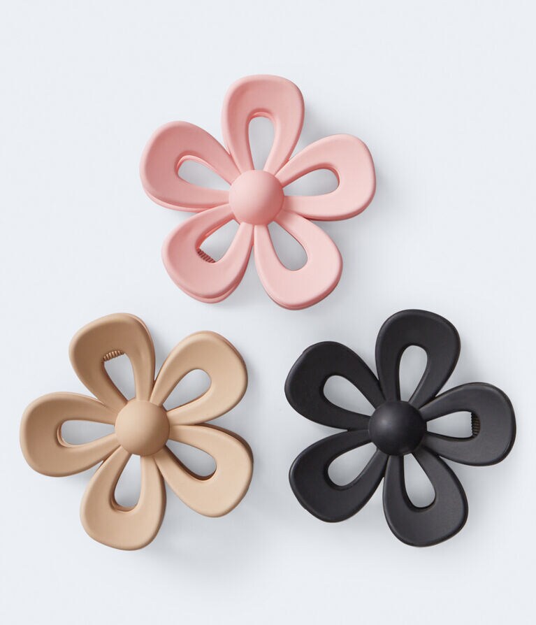 Large Flower Claw Hair Clip 3-Pack