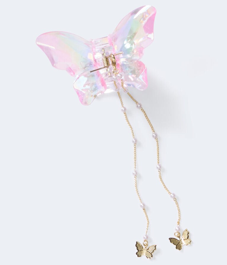 Iridescent Butterfly Charm Claw Hair Clip